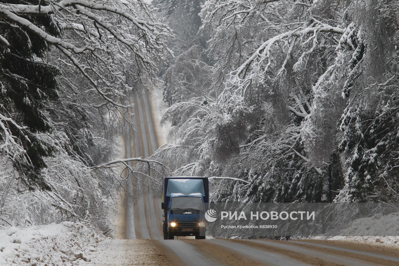 Обрезка обледеневших деревьев в Одинцовском районе