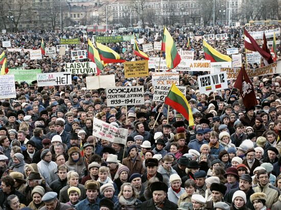 Жители Вильнюса на митинге