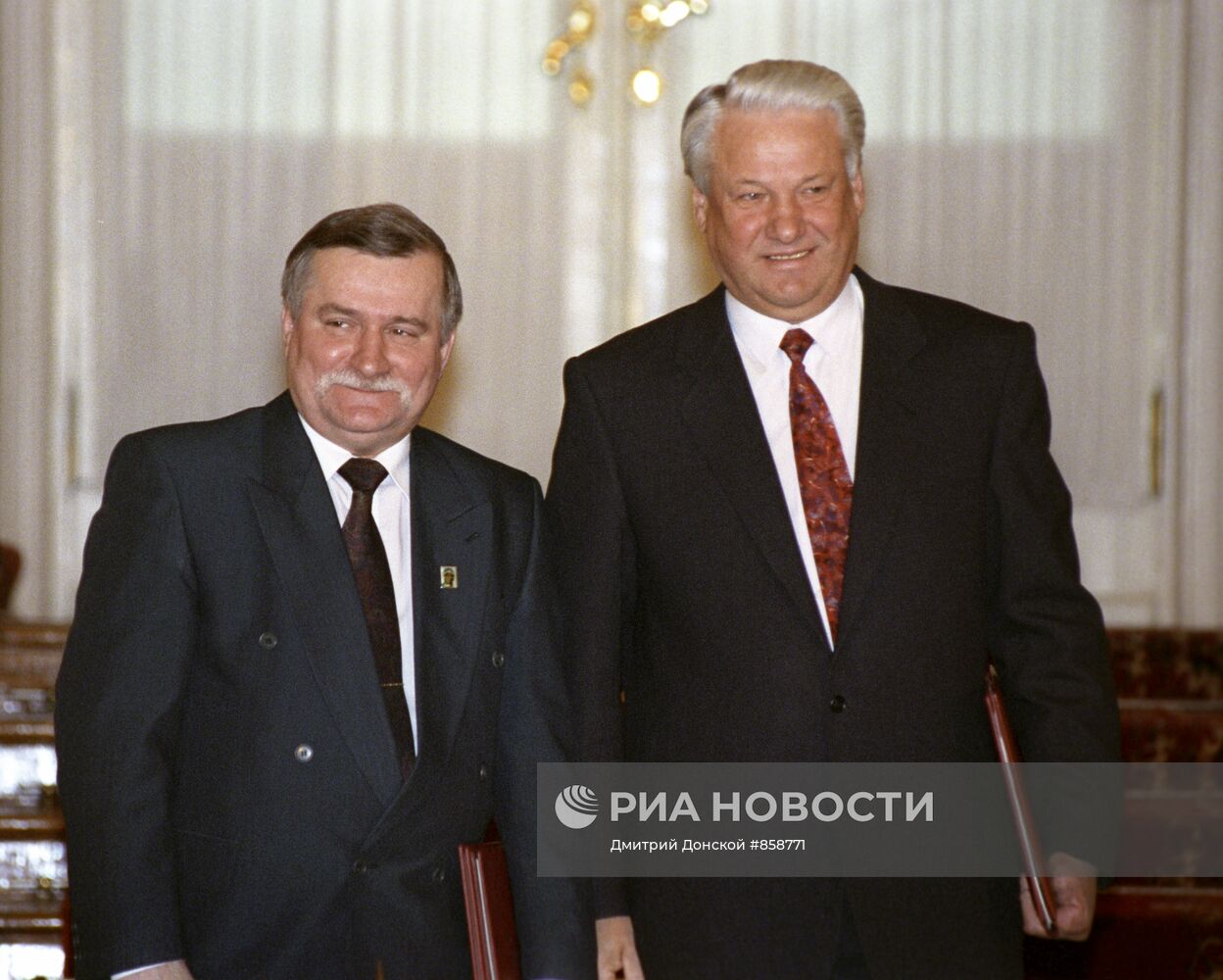 Лех Валенса и Борис Ельцин