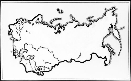 Репродукция контурной карты СССР