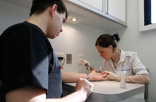 Акция "День донора" на Триумфальной площади в Москве