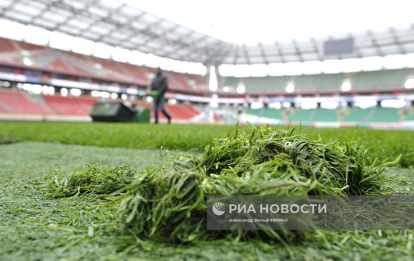 Новое травяное покрытие стадиона "Локомотив"