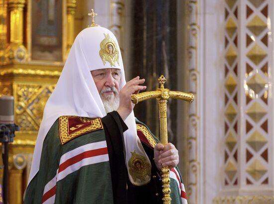 В Великий Четверг патриарх Кирилл провел богослужение