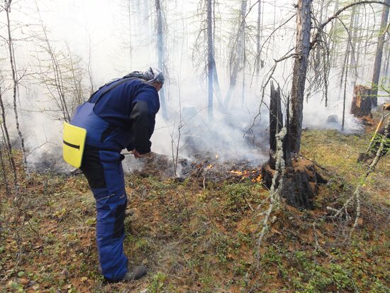 Тушение лесных пожаров в Якутске