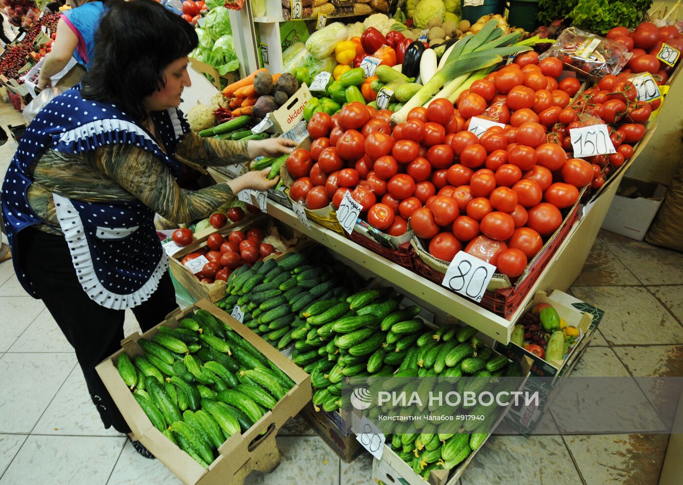 Продажа овощей на российских рынках