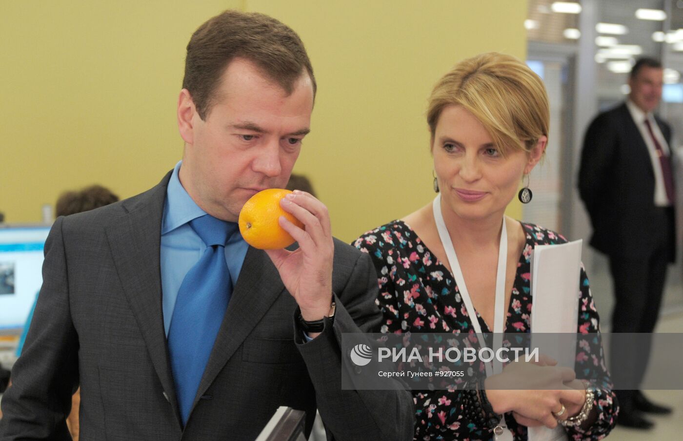 Президент РФ Дмитрий Медведев посещает агентство РИА Новости