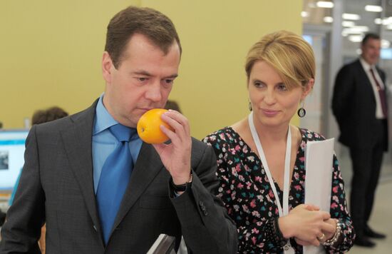 Президент РФ Дмитрий Медведев посещает агентство РИА Новости