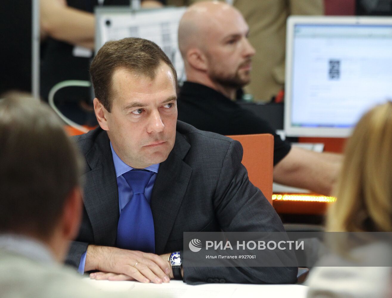 Президент РФ Дмитрий Медведев посещает агентство РИА Новости