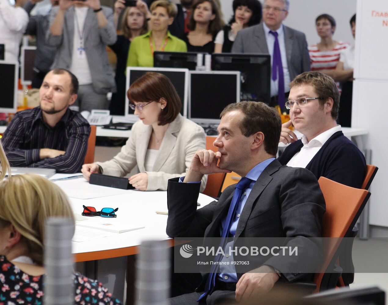 Президент РФ Дмитрий Медведев посещает агентство РИА Новости