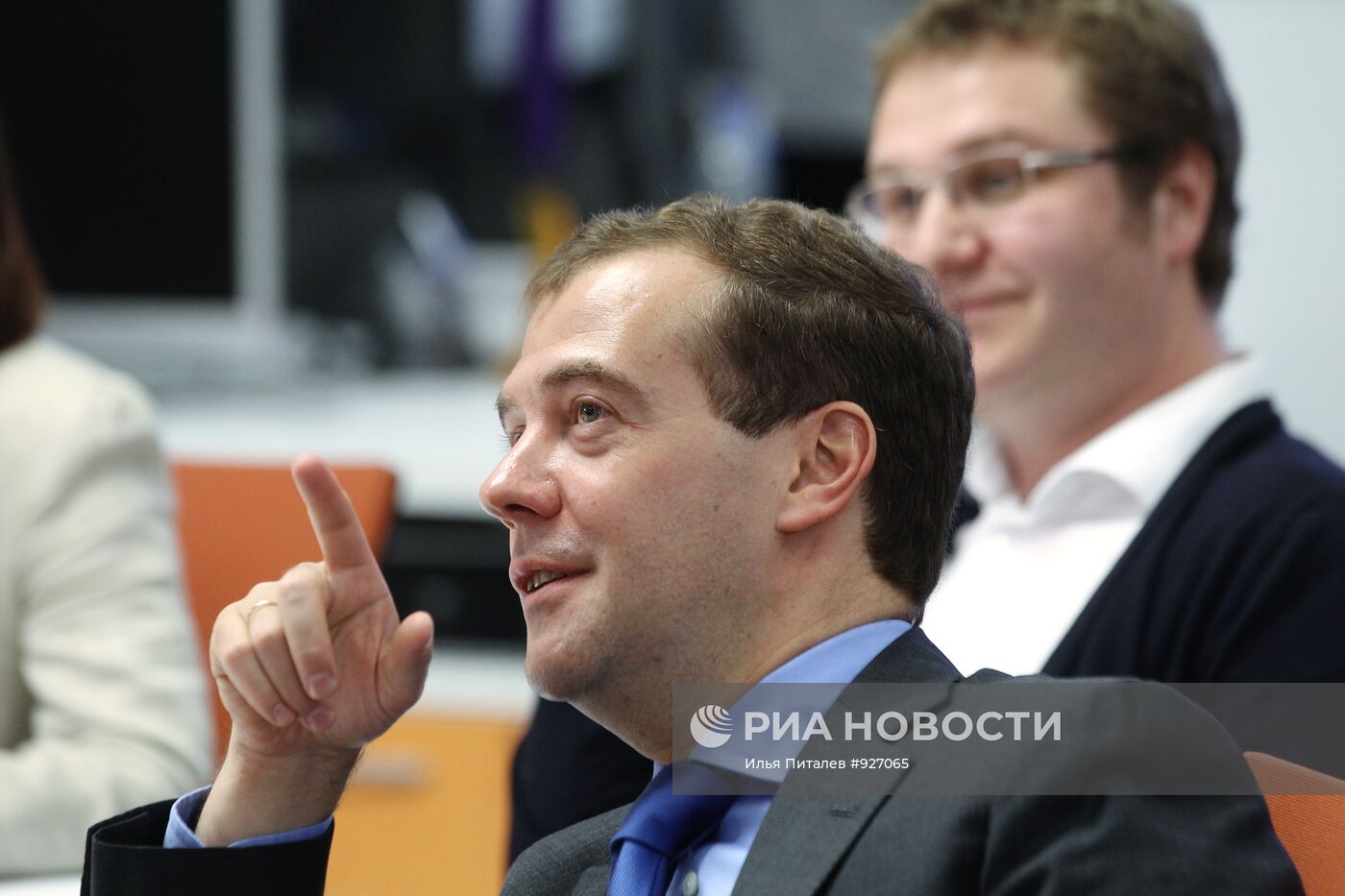 Президент РФ Дмитрий Медведев посещает агентство РИА Новости