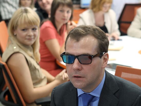 Президент РФ Дмитрий Медведев посещает агентство РИА Новости