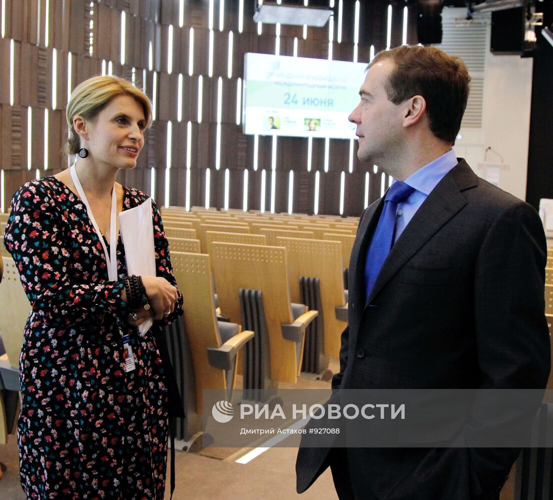 Президент РФ Дмитрий Медведев посещает агентство РИА Новости
