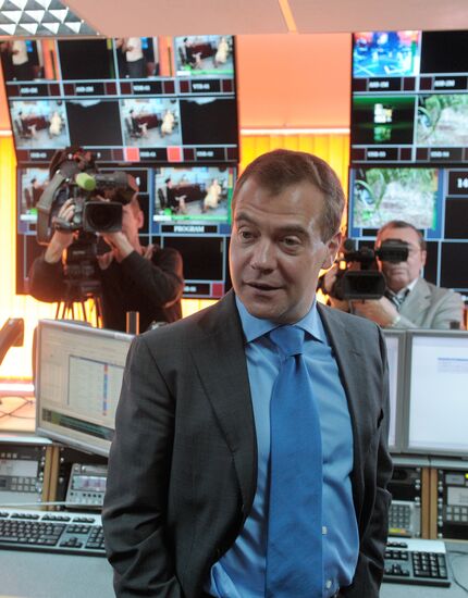 Президент РФ Дмитрий Медведев посещает агентство РИА Новости