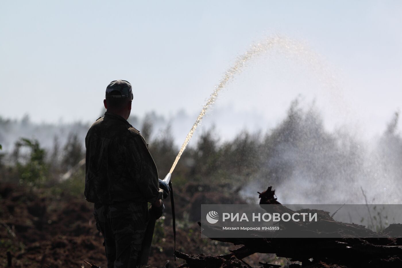 Тушение лесного пожара в Егорьевском районе Московской области