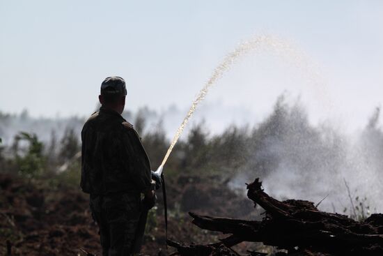 Тушение лесного пожара в Егорьевском районе Московской области