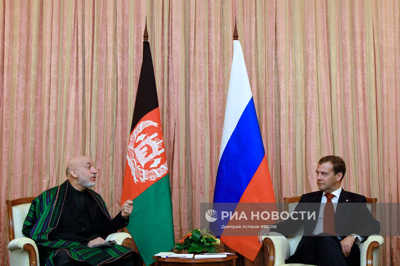 Встреча Д. Медведева и Х. Карзая в Душанбе