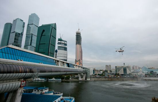 Пожарно-тактические учения МЧС на территории моста "Багратион"