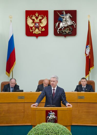 С.Собянин выступает с отчетом перед депутатами Мосгордумы