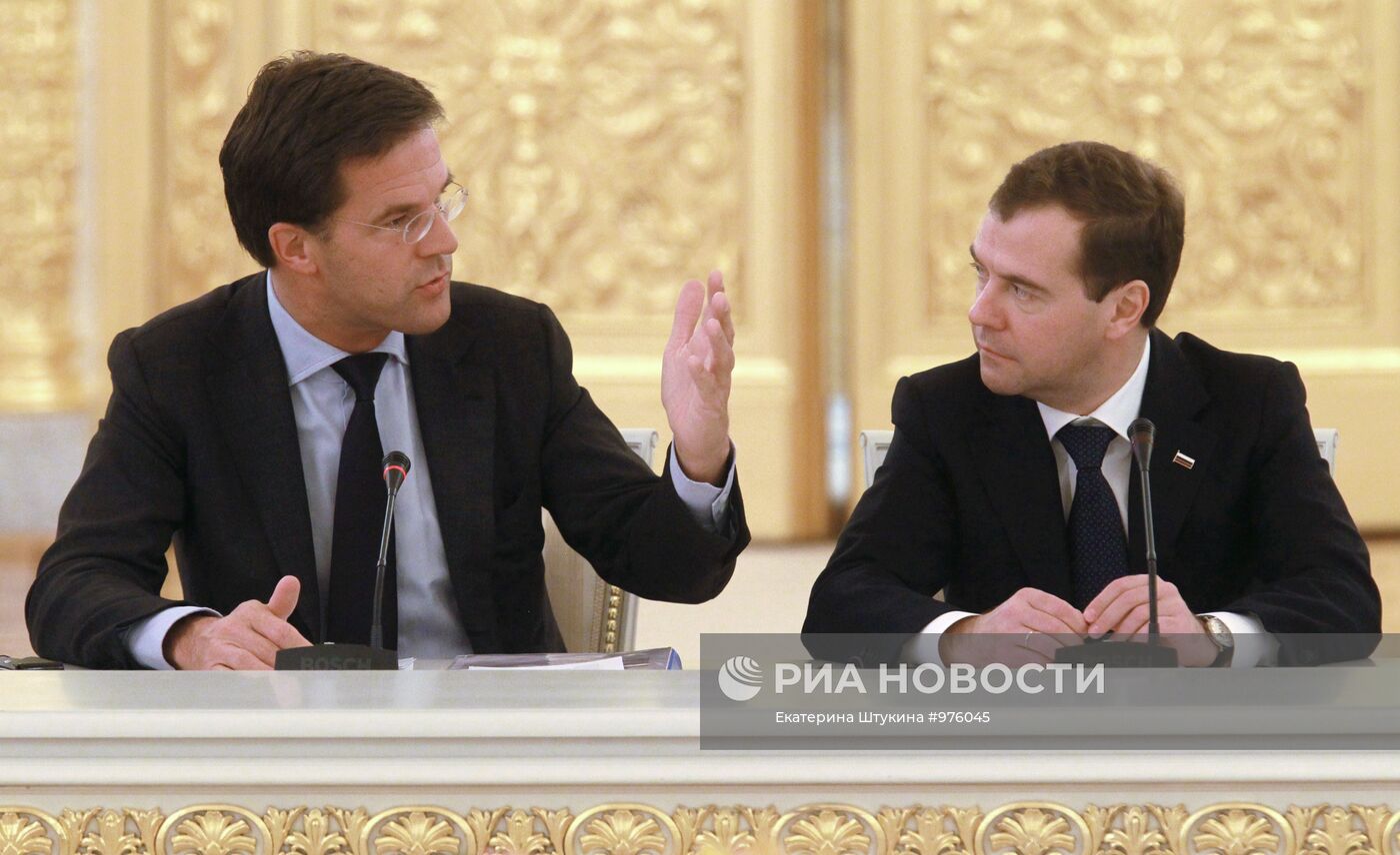 Переговоры Д.Медведева и М.Рютте в Кремле