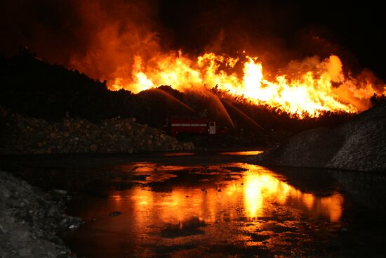 Пожар в порту Архангельска