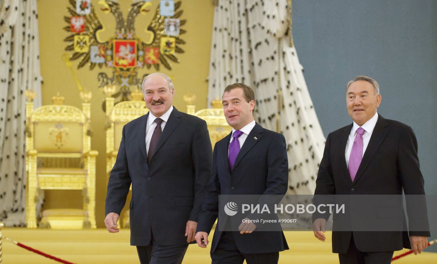 Встреча Д.Медведева, А.Лукашенко, Н.Назарбаева в Кремле