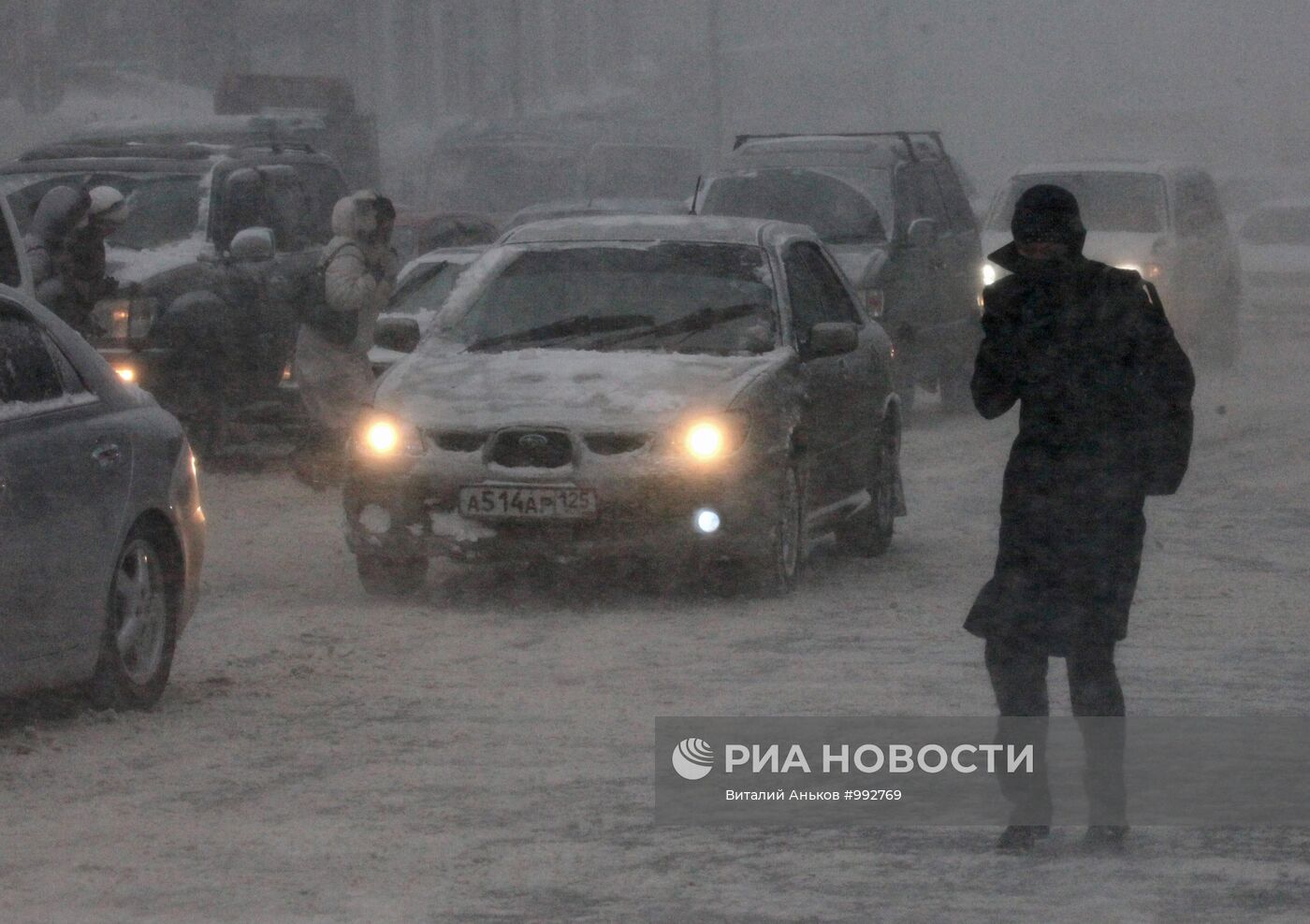 Снегопад во Владивостоке