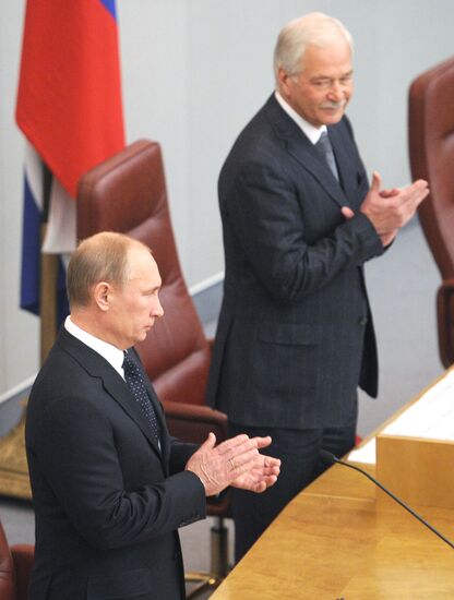 Премьер-министр России Владимир Путин на заседании Госдумы РФ