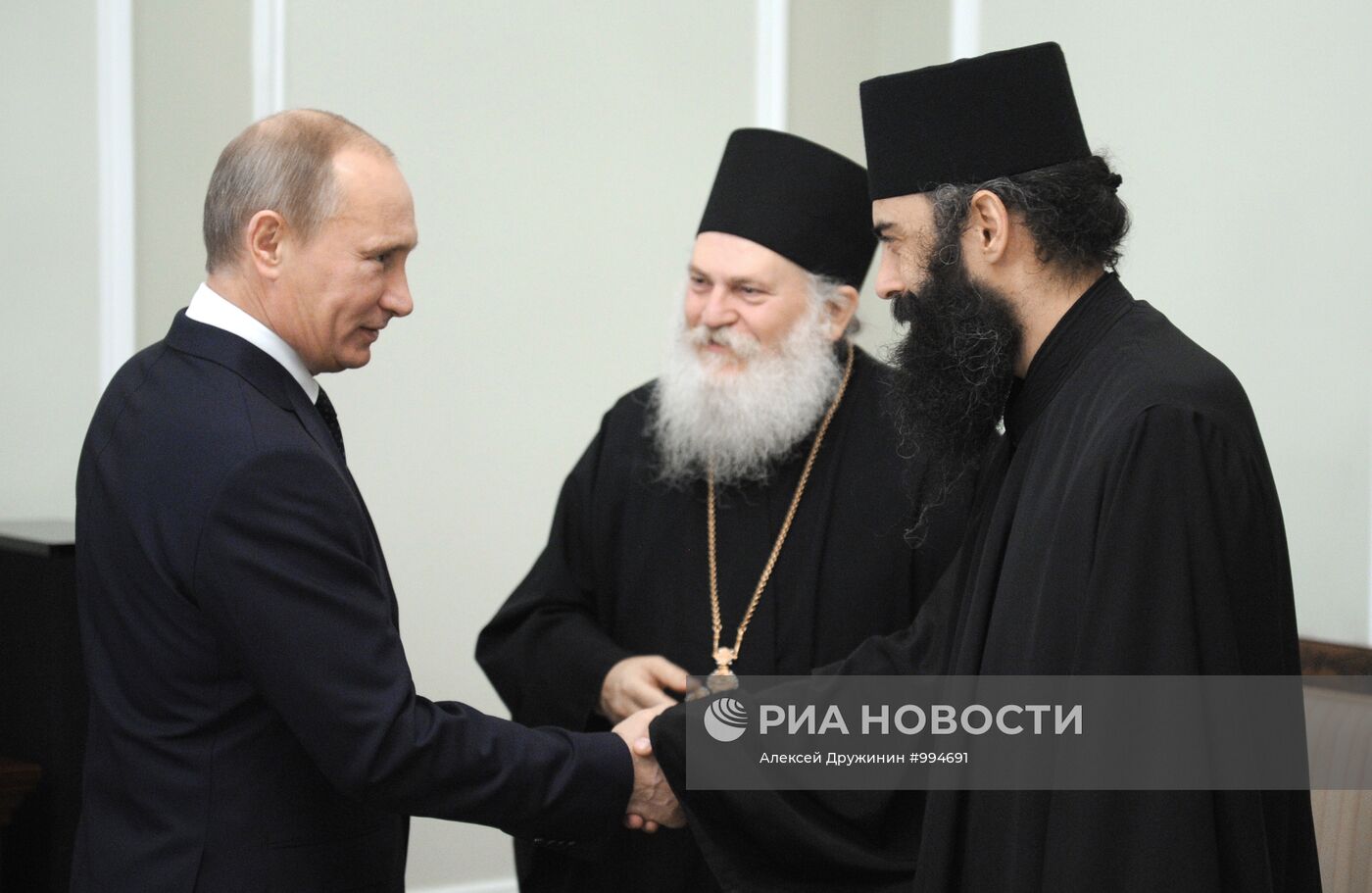 Встреча В.Путина с игуменом Ефремом и монахом Нектариосом