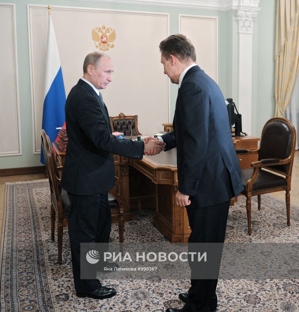 Встреча Владимира Путина с Алексеем Миллером в Ново-Огарево