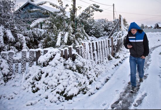 В Омске выпал первый снег