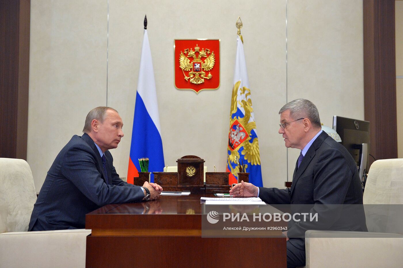 Рабочая встреча президента РФ В. Путина с генеральным прокурором РФ Ю. Чайкой