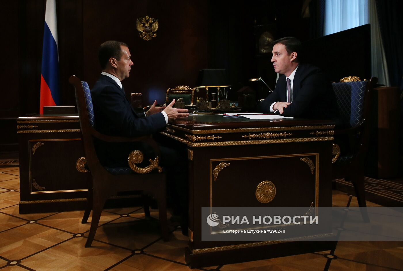 Премьер-министр РФ Д. Медведев встретился с председателем правления "Россельхозбанка" Д. Патрушевым