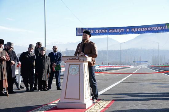 Открытие моста через реку Аргун в Чечне