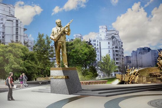 Демонстрация макета памятника Михаилу Калашникову