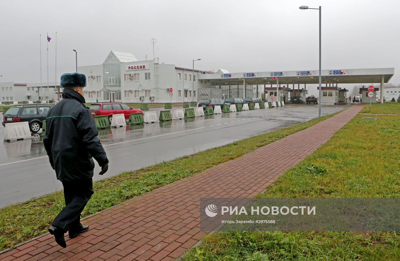 Работа погранперехода "Мамоново-Гжехотки" в Калининградской области