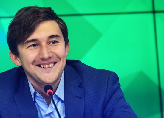 Пресс-конференция российского гроссмейстера Сергея Карякина