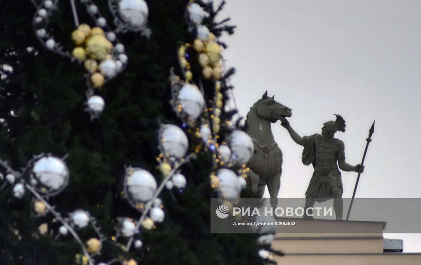Монтаж главной новогодней елки в Санкт-Петербурге