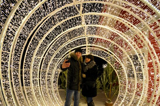 Открытие новогодней Кремлевской набережной в Казани
