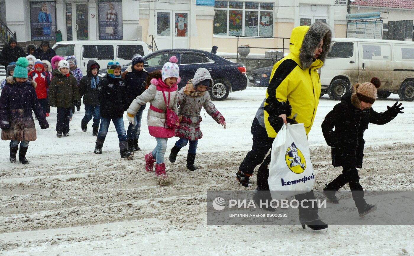 Снегопад во Владивостоке