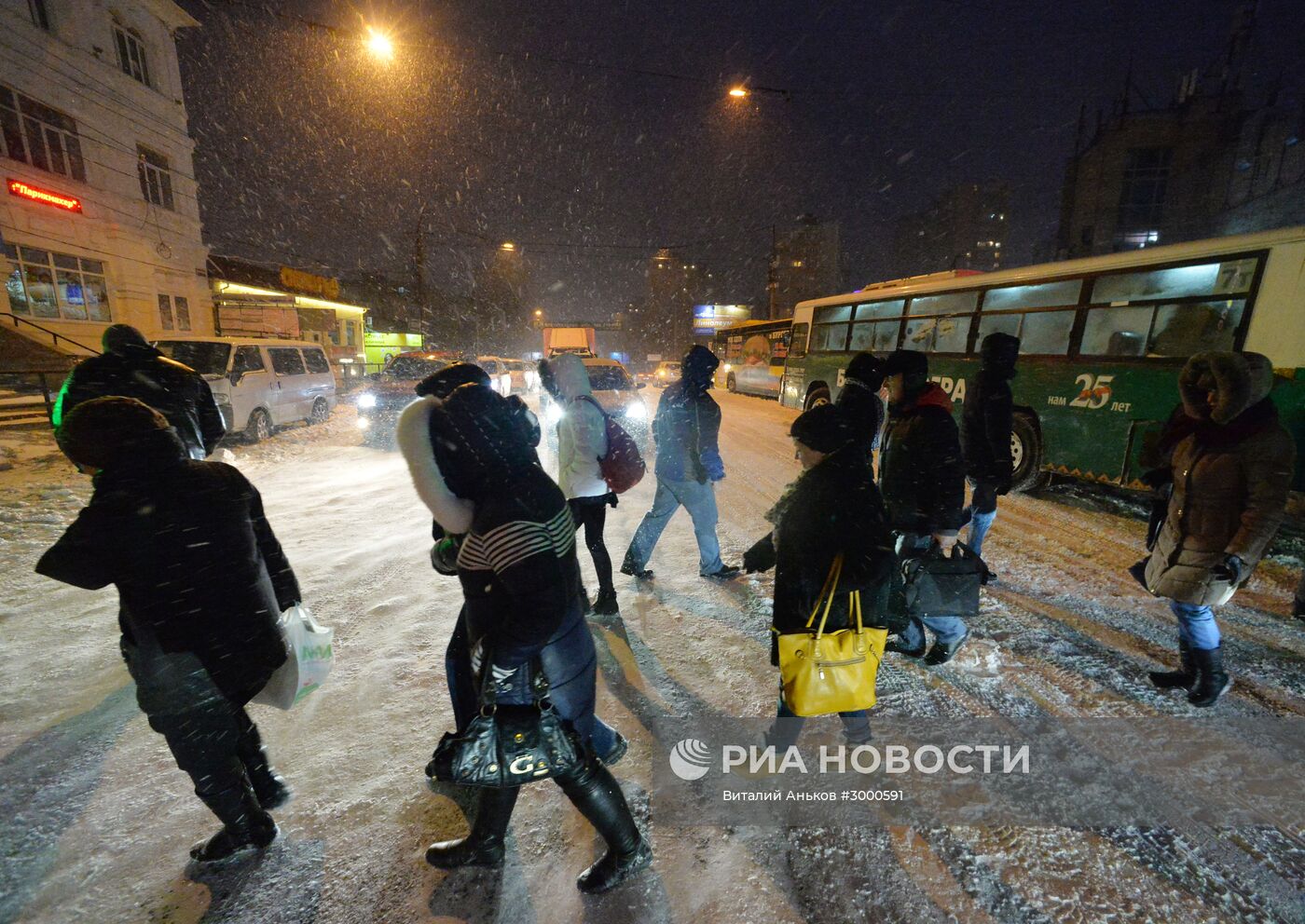 Снегопад во Владивостоке