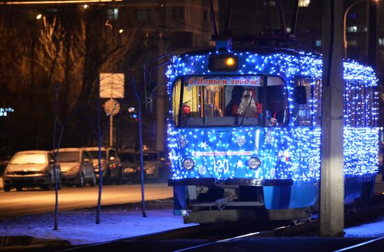 Новогодний трамвай в Краснодаре