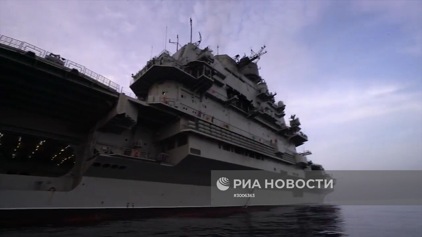 Боевая работа авиации ТАВКР "Адмирал Кузнецов" в Средиземном море у берегов Сирии"