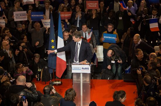 Предвыборное выступление Арно Монтебура в Париже