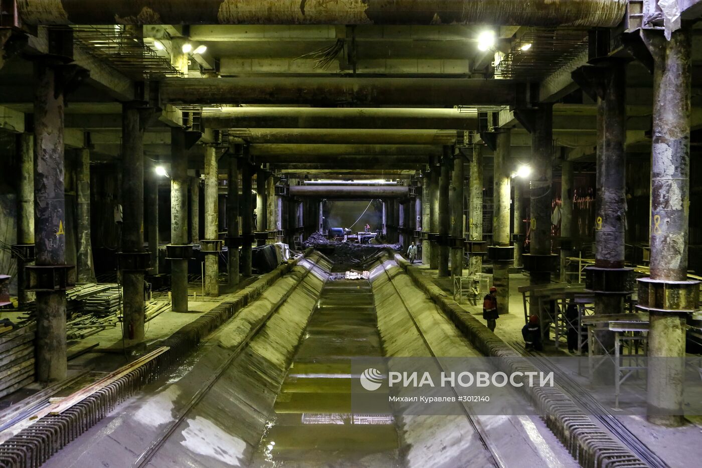 Строительство станции метро "Новокрестовская" в Санкт-Петербурге