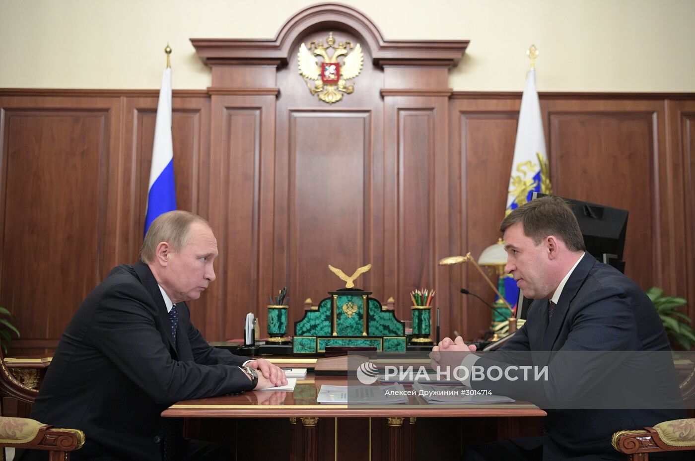 Президент РФ В. Путин встретился с губернатором Свердловской области Е. Куйвашевым