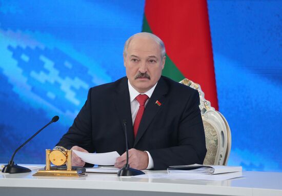 Пресс-конференция президента Белоруссии А. Лукашенко в Минске