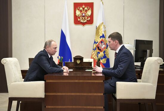 Президент РФ В. Путин встретился с врио губернатора Пермского края М. Решетниковым