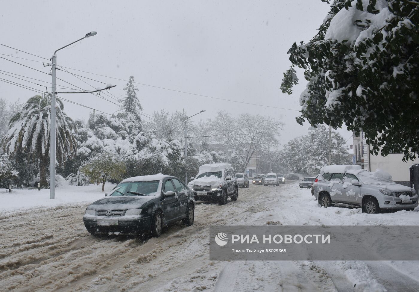 Снегопад в Абхазии