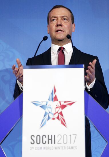 Премьер-министр РФ Д. Медведев принял участие в церемонии открытия III зимних Всемирных военных игр 2017 года