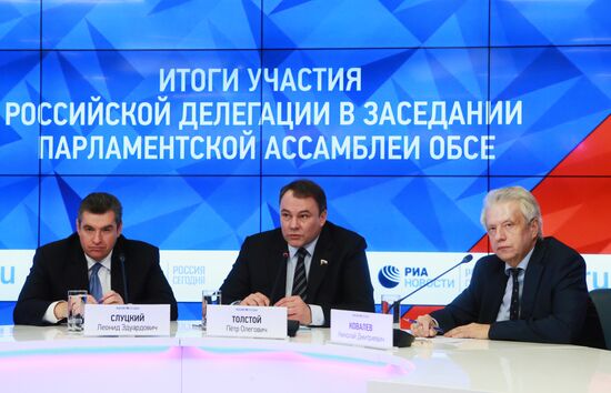 Пресс-конференция по итогам участия российской делегации в заседании Парламентской ассамблеи ОБСЕ